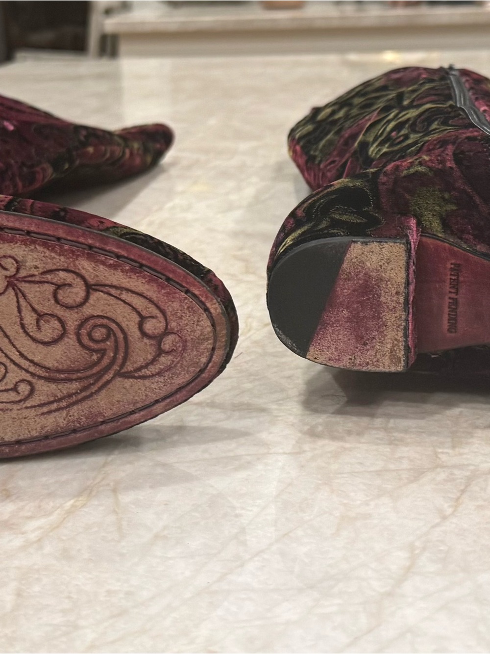 Born Velvet Paisley Over-the-Knee Boots - Pink and Black - Picture 17 of 17